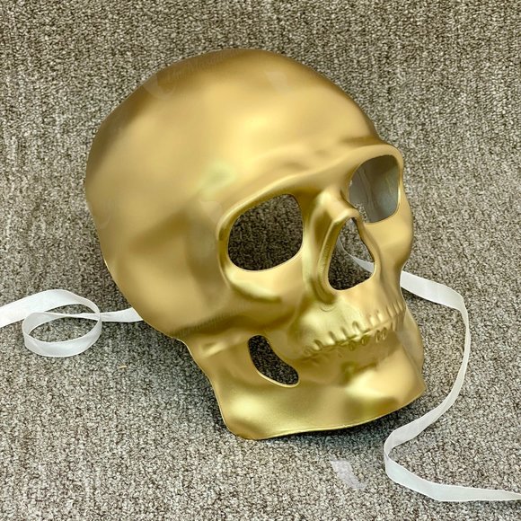 Gold Skull Day of The Dead Halloween Face Mask - Picture 3 of 3